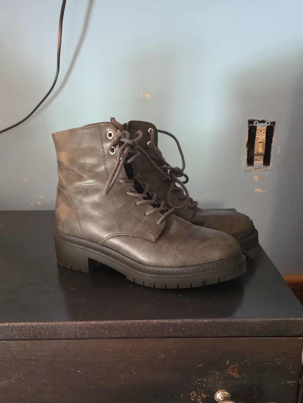 Style & Co. Women's Lace-Up Combat Boots in Gray